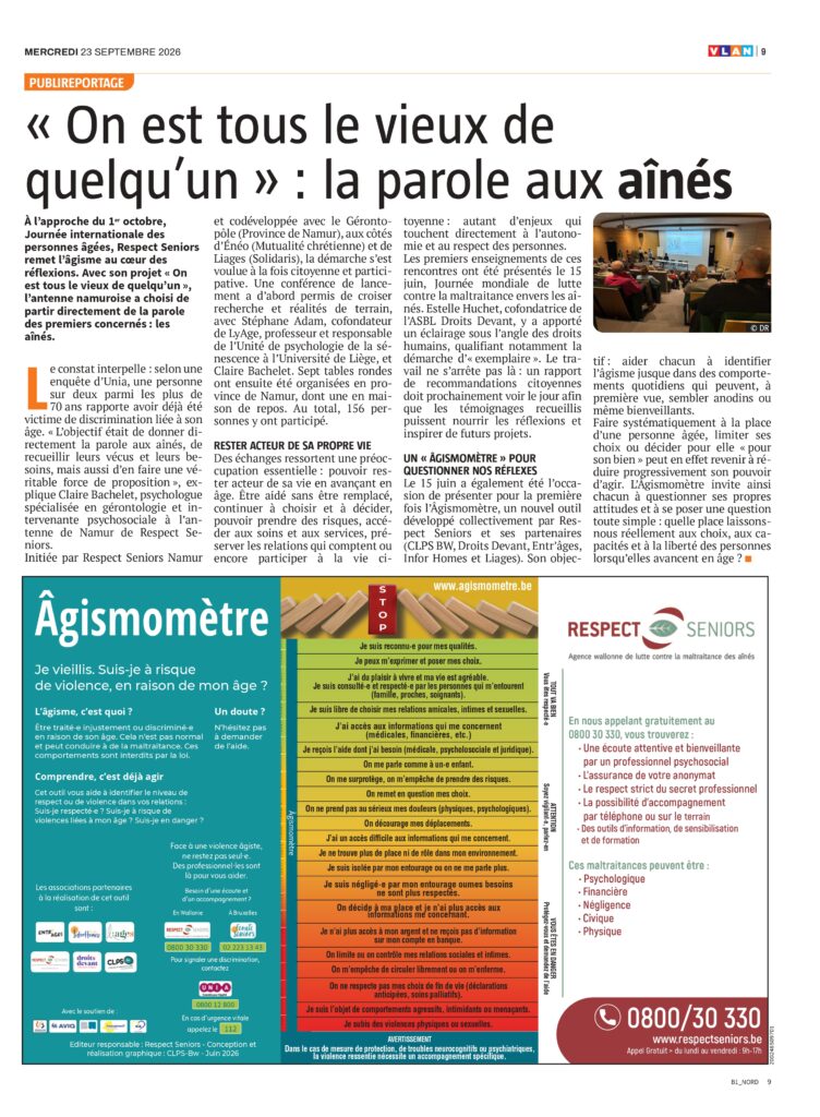 « On est tous le vieux de quelqu’un » : la parole aux aînés – VLAN